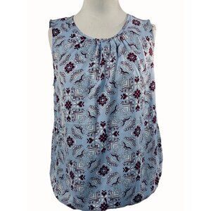 Liz Claiborne Womens Sleeveless Blue Floral Blouse Medium Lightweight NEW
